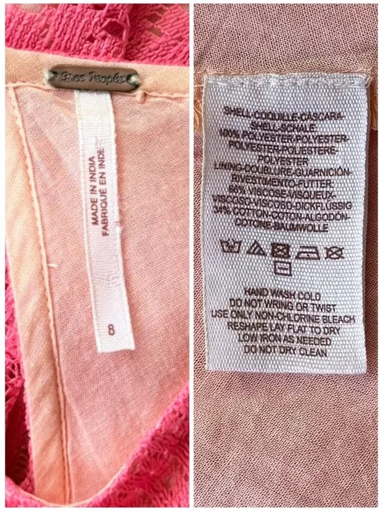 FREE PEOPLE 8 Rocco Dress in Cherry • Coral Pink Lace Fit & Flare Open Back Mini - Picture 8 of 11